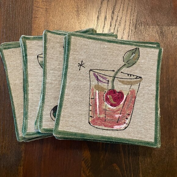 Crate & Barrel Fabric Cocktail Coasters - Picture 2 of 9